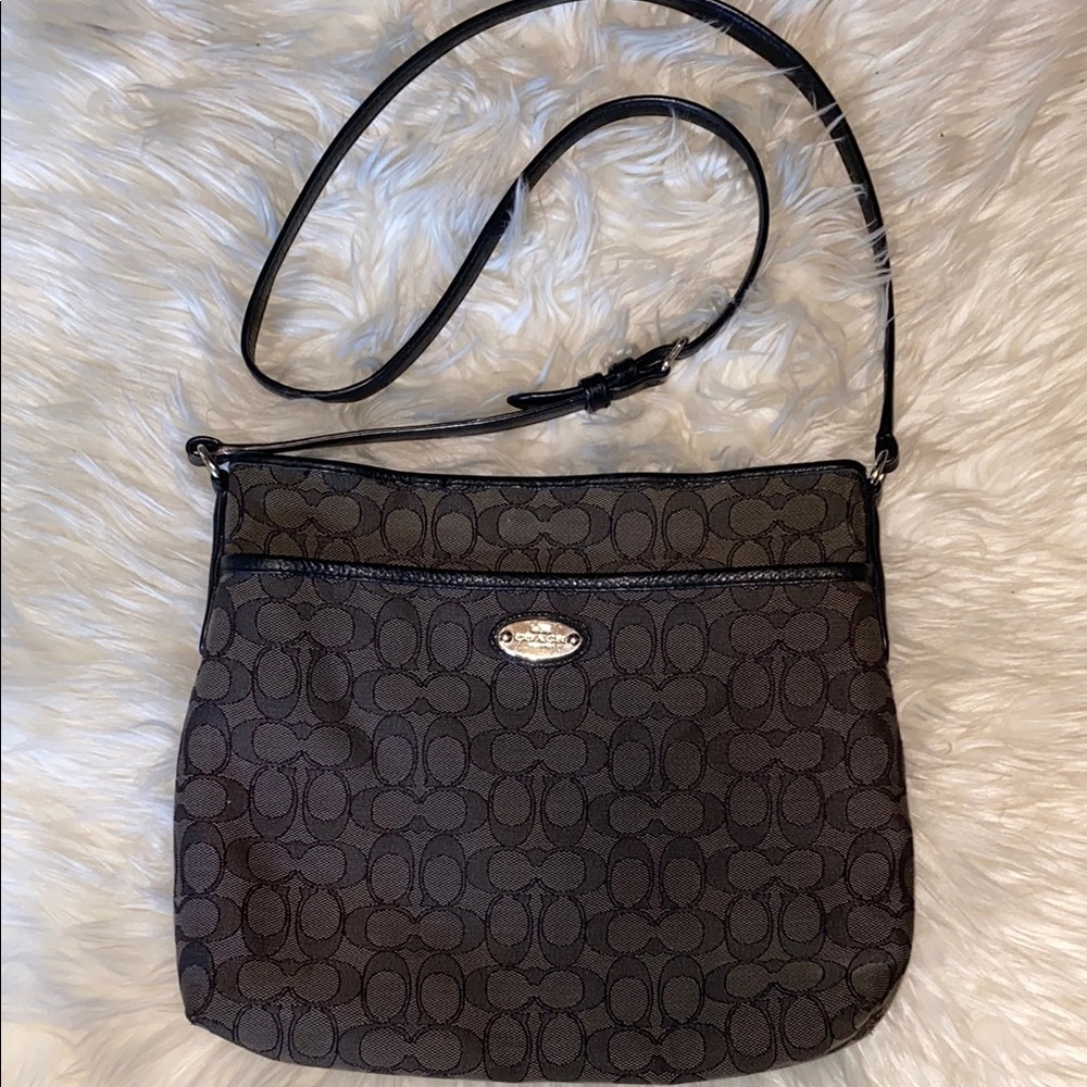 Coach Dark Brown Signature Crossbody Bag